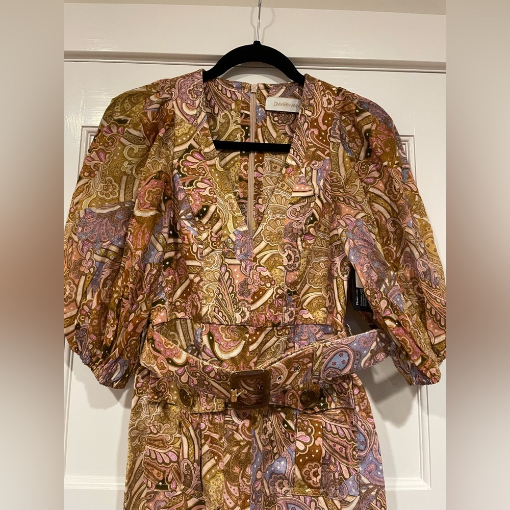ZIMMERMANN Concert Paisley Linen Jumpsuit NWT AU 0P/US 2P - Picture 6 of 11